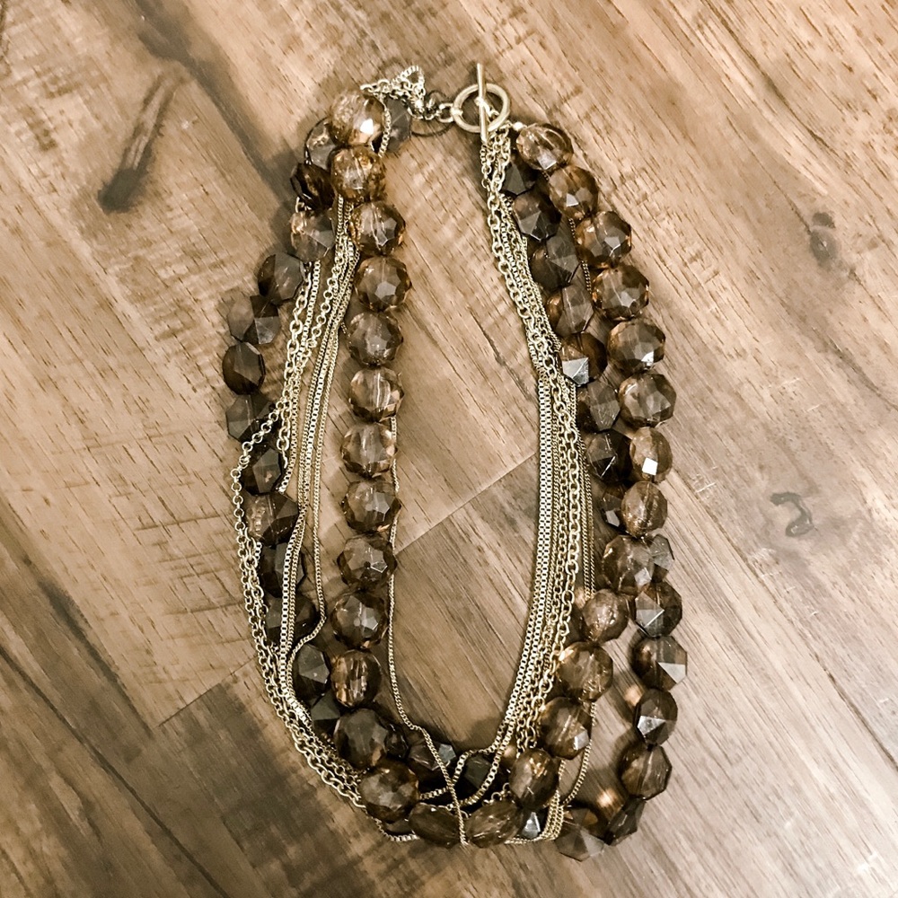 ✨Amber + Gold Statement Necklace